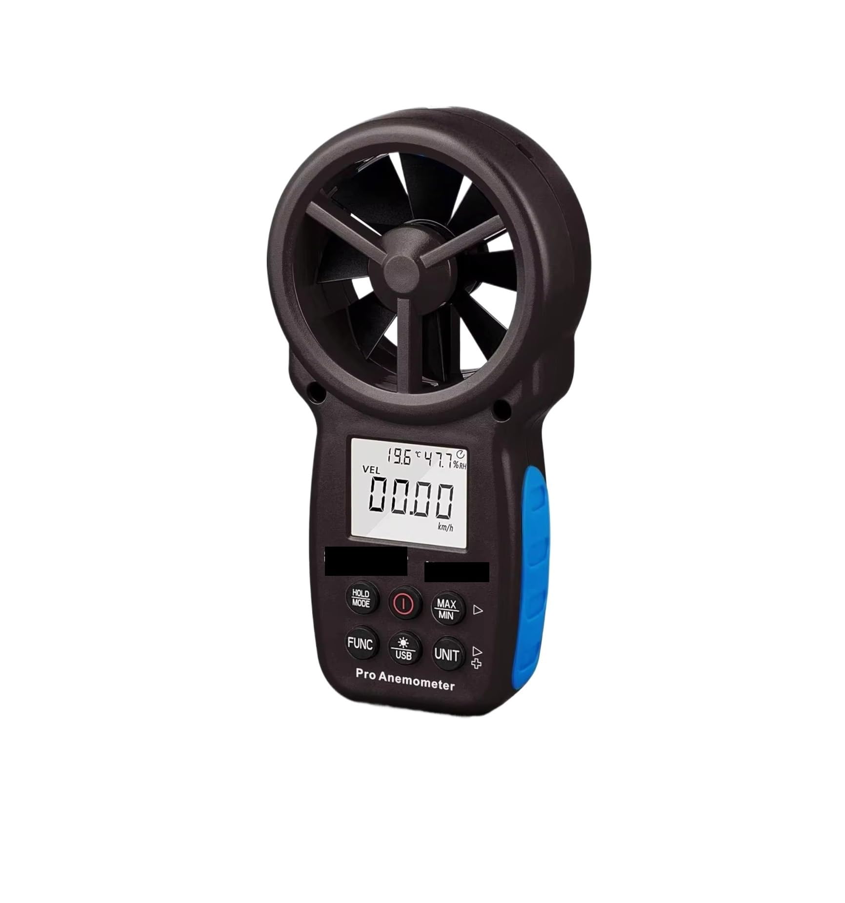 Anemometro digitale - Misuratore di velocità del Misura velocità del, temperatura, flusso del con memorizzazione dati e USB