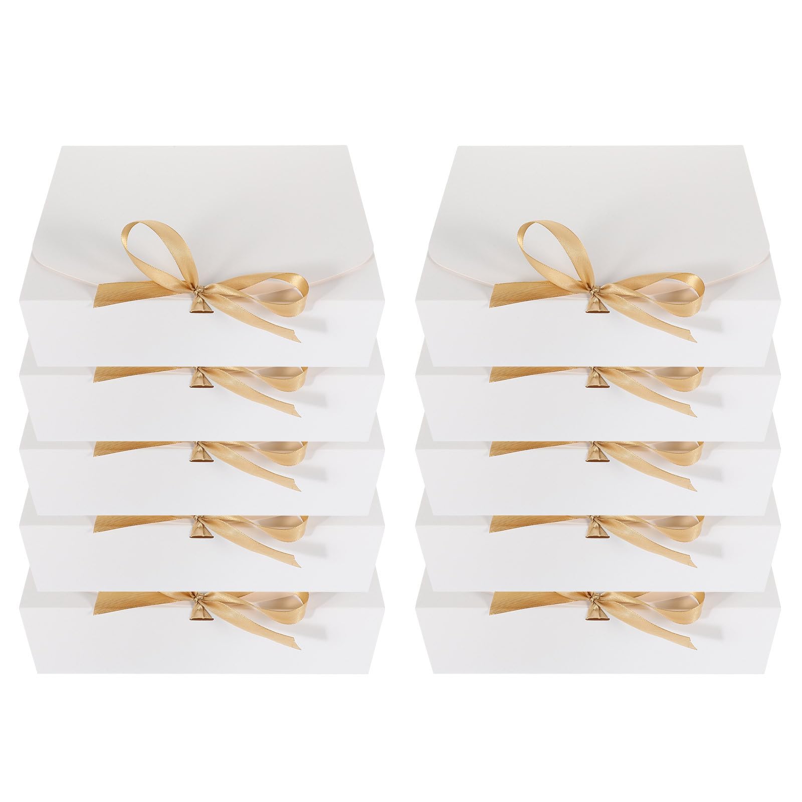 PLAFOPE 10 Stück Weiße Geschenkboxen aus Papierkarton mit Schleife Faltbar und Vielseitig für Partys und Geburtstage Praktische Verpackung für Kerzen und Parfüm
