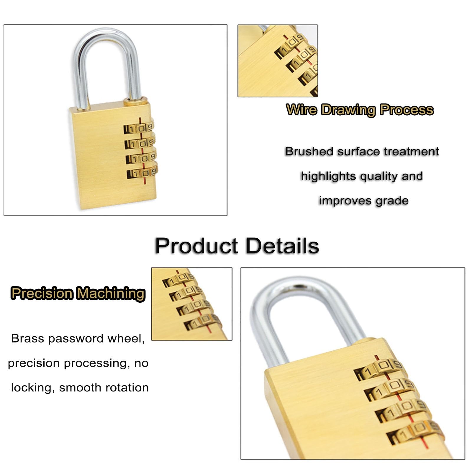 Candado Combinacion 4 Digitos, Candados de Seguridad Impermeable Candado Numeros para Taquilla, Gimnasio, Maleta de Equipaje (Color : 5 pieces, Size : 4 wheel extra large)