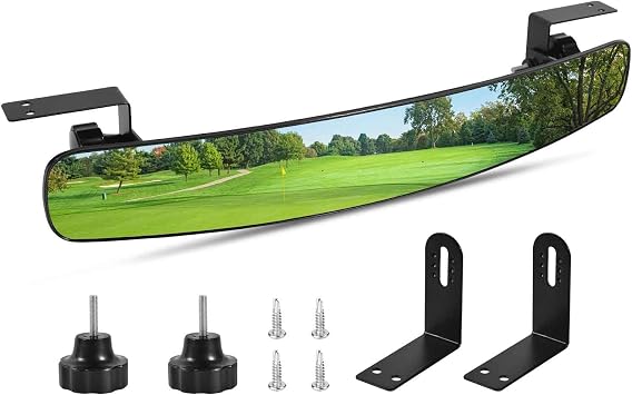 KISEER Golf Cart Rear View Mirror 16.5 Inch Adjustable Panoramic Wide Angle Golf Cart Rearview for Club Car EZ GO Yamaha and Others Carts