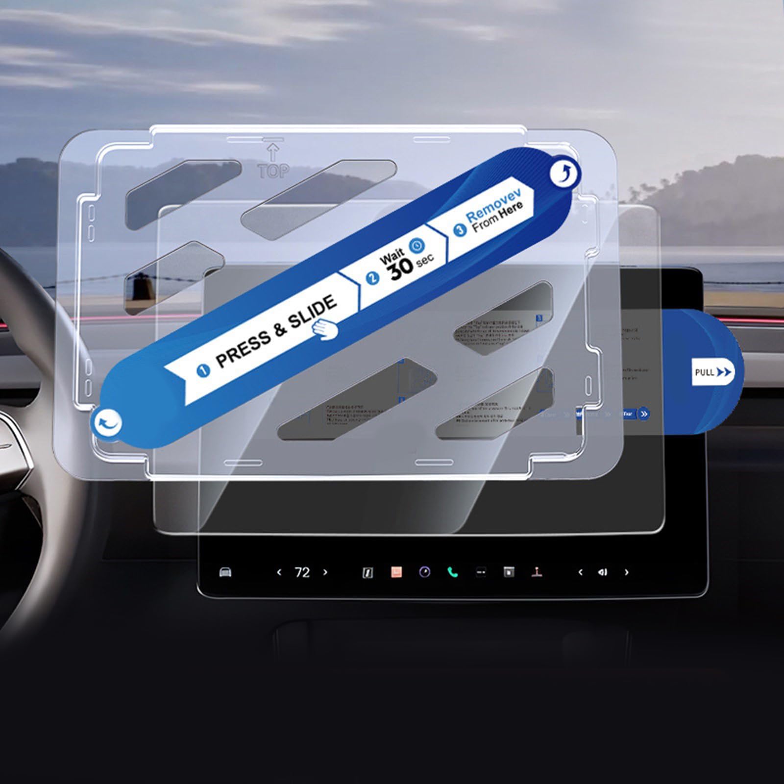 Protezione dello schermo 3Y Juniper Glass Protector Posizione Incorniciato Facile installazione Posizione vetro con telaio Protezione anteriore posteriore Protezione di controllo centrale Facile