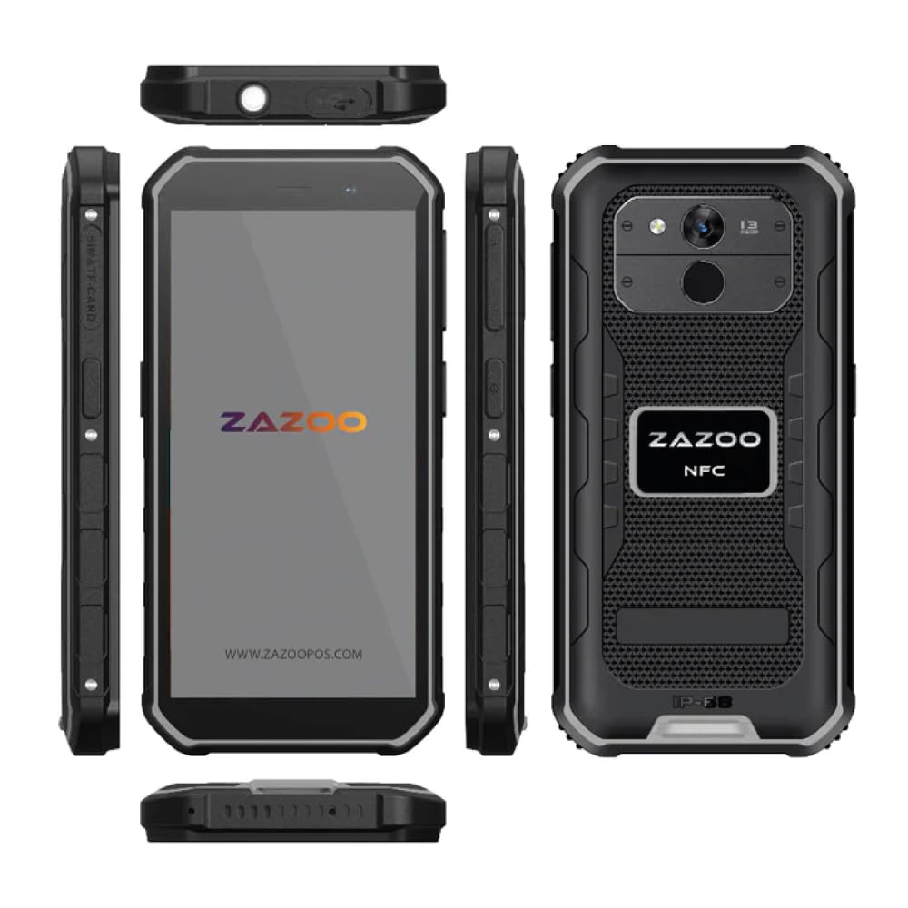 PDA Android 13 - ZAZOO PDA - Caméra 16MP - Écran HD+ 5,5” - 4GB RAM 64GB | Lecture Codes-Barres et QR, NFC, Bluetooth 5.0, OTG, WiFi 5 et 4G, PDA Hôtellerie, Retail et Logistique