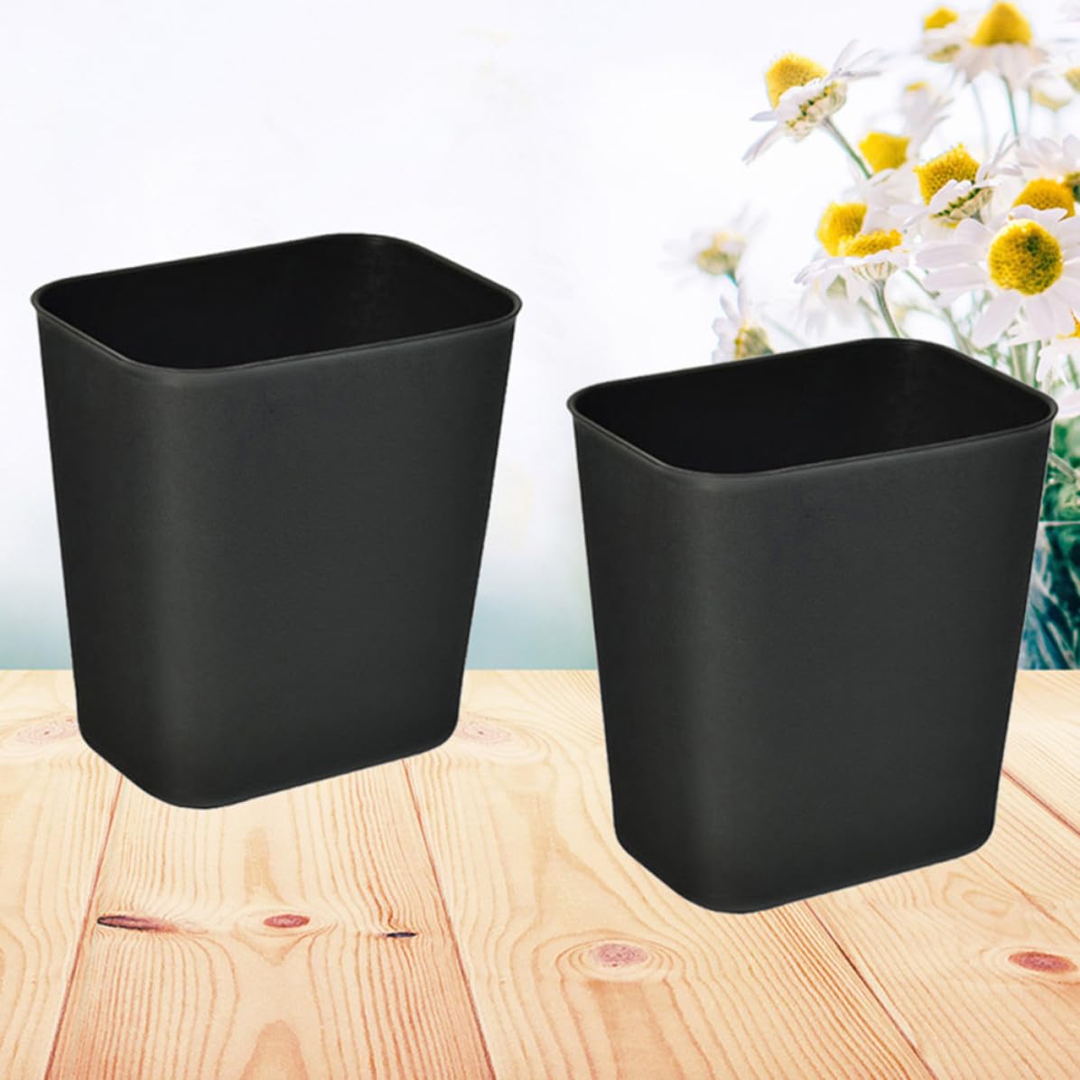 Mikinona Papelera para Dormitorio 14L sin Tapa 2Piezas ABS Negro para Hogar e Interiores