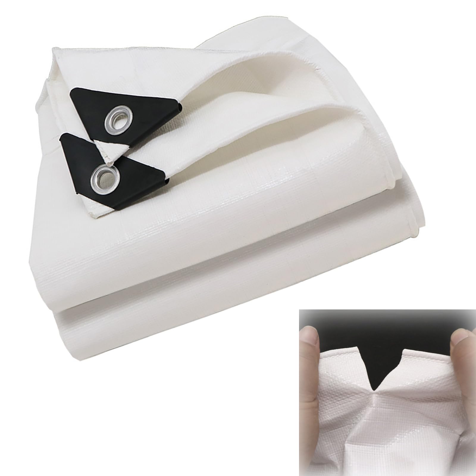 10x16.4 ft White Heavy Duty Waterproof Poly Tarp - Multi-Purpose Cover for Outdoor Protection - Thick & Durable Tarps for Camping, Gardening, Construction - Sun Resistant & Tear Proof