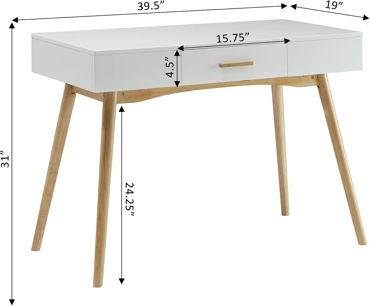 Convenience Concepts Oslo 1 Drawer Desk, White