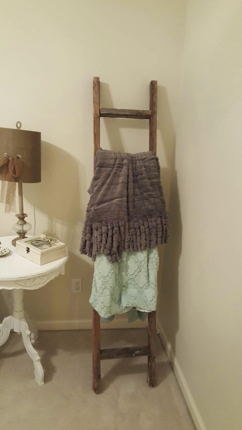 BARNWOODUSA Rustic Decorative Ladder - 100% Upcycled Wood (72" x 12" x 1.5", Weathered Gray)
