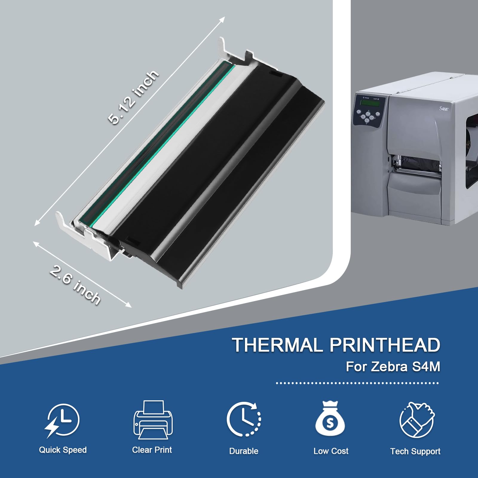 Nueva Cabeza de impresión térmica g41400m para el reemplazo de la Cabeza de impresión para Zebra s4m z4m Etiqueta código de Barras 200dpi