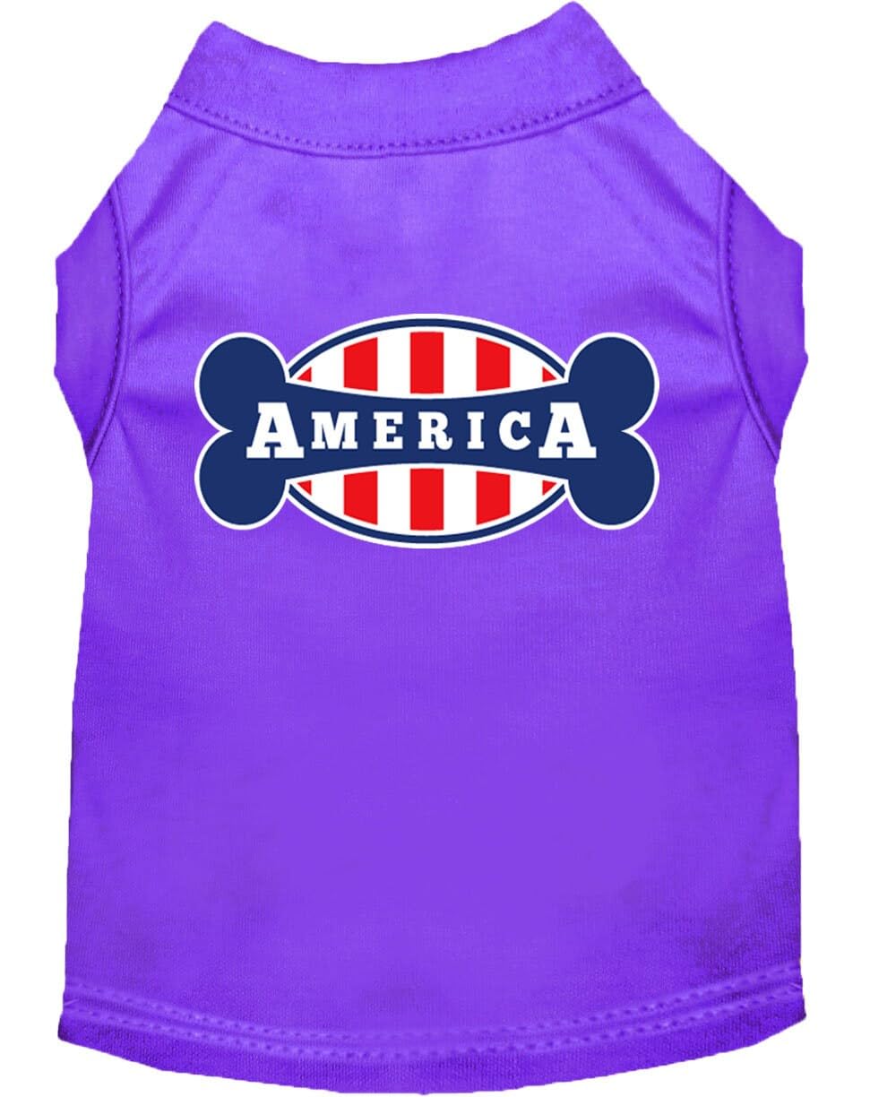 Mirage Bonely in America Screen Print Dog Shirt, X-Small, Purple