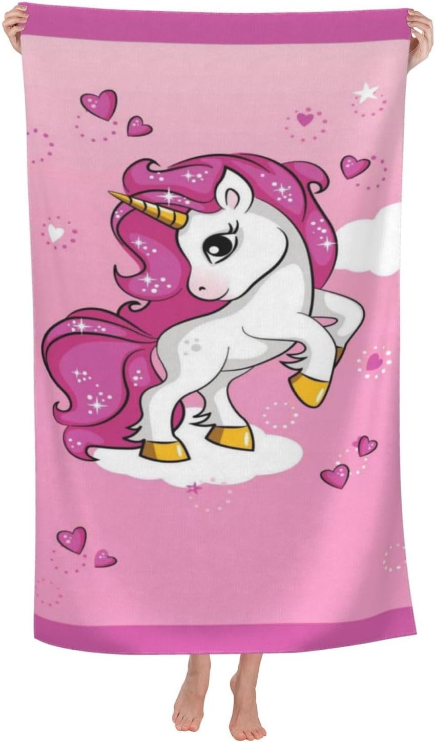 Cute Unicorn Beach Towel for Kids/Girls/Toddler/Baby, Personalized Microfiber Beach Towels Bulk, Quick Dry Beach Towel for Pool, Lightweight Bath Towels Oversized Clearance 30"x 60"
