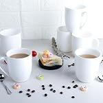 AntoKueh White Ceramic Coffee Mugs, 14OZ Porcelain Mugs, Set of 6 with Handle for hot Cocoa, Tea, Milk, Cappuccino, Bone China