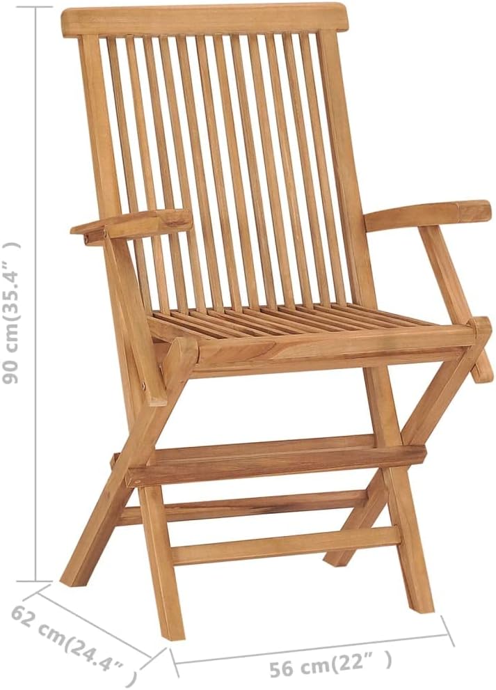 Garden Chair Set of 3 Teak Brown Teak Wood Medium Foldable,3Piece Folding Garden Chairs with Rustic Charm Durable Teak Wood Design for Outdoor Use Outdoor Furniture