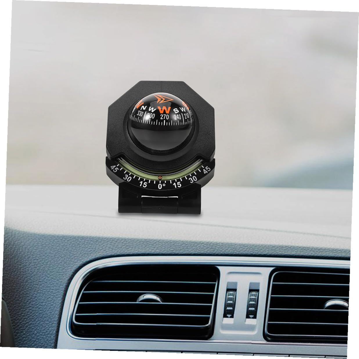 2pcs Car Compass Dashboard with Inclinometer Vehicle Mount Navigation Ball for Auto and Boat Use, High Precision Angle Slope Gauge for Outdoor Driving and Marine Applications