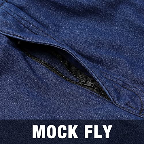 IDEALSANXUN Fleece Lined Jeans Mens Elastic Waist Thicken Warm Loose Denim Pants4