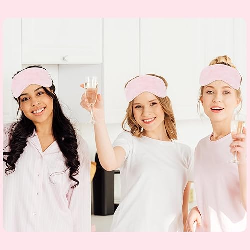 Miniatura 4 de Casoty Juego de 12 diademas de spa con máscaras de felpa para dormir, suministros de fiesta de pijamas para niñas, diadema de maquillaje, diademas