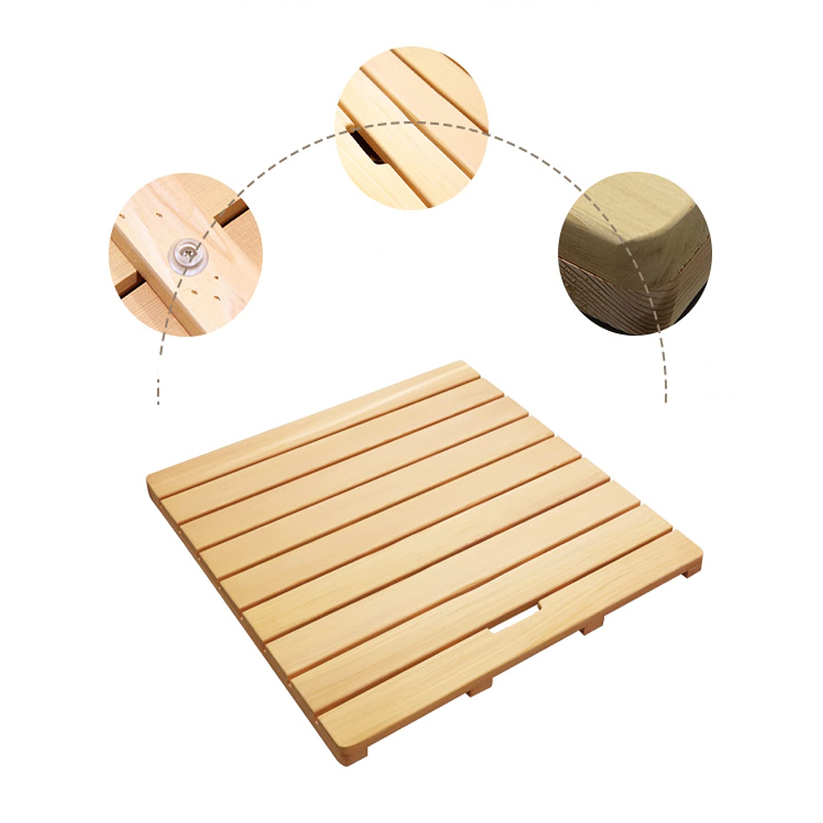 Sortie de Douche en Bois Bambou Naturel,Tapis de Salle de Bain en Bambou Antidérapant,pour Un Usage Intérieur ou Extérieur,Tapis de Bain Douche,Spa et Sauna (45x50cm/18x20in)