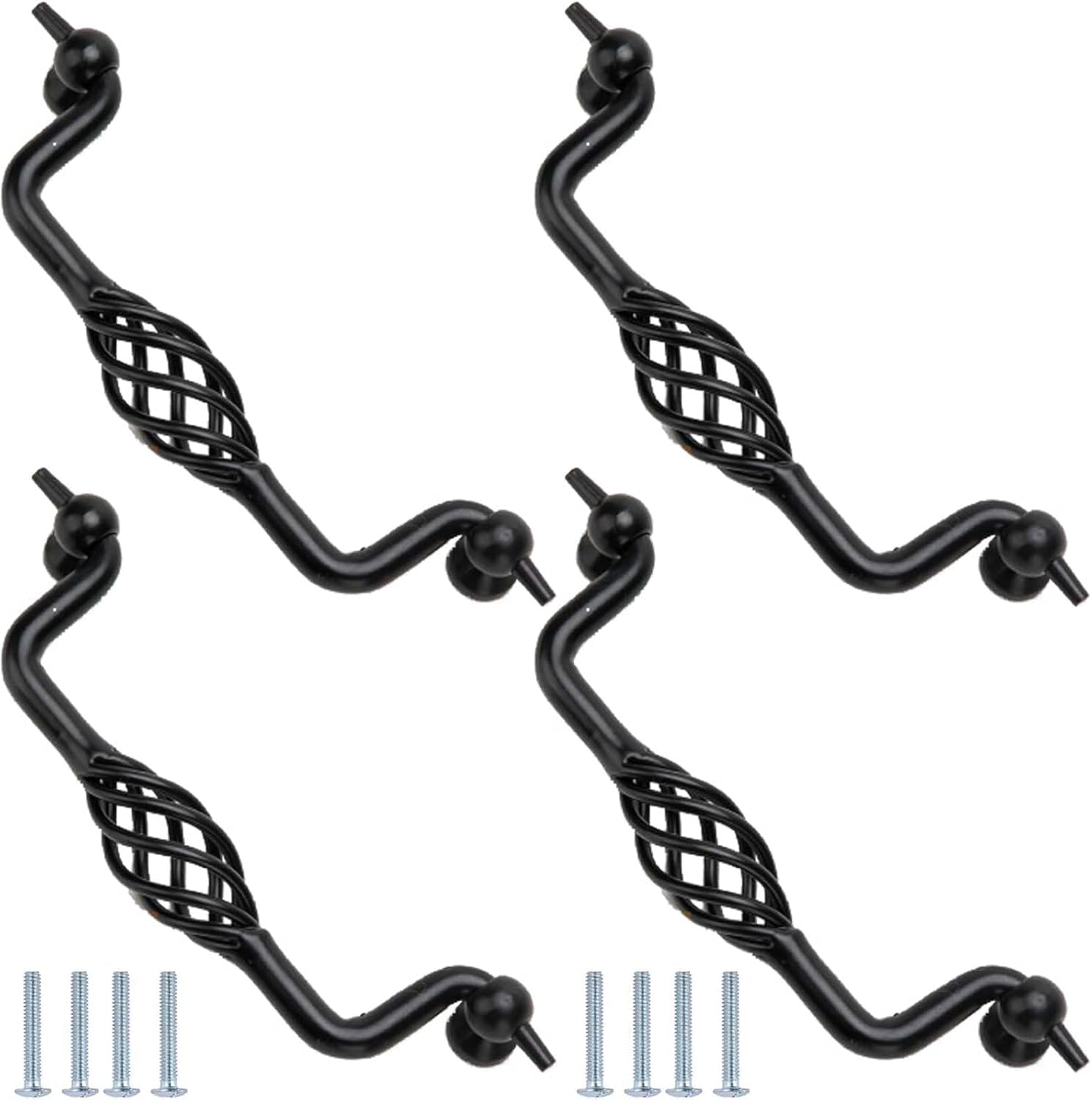Tnbccxn Black Pull Ring 128Mm Cabinet Handles, Cabinet Handles,4 Pack Black Birdcage Handle(Black Pull Ring 128Mm)
