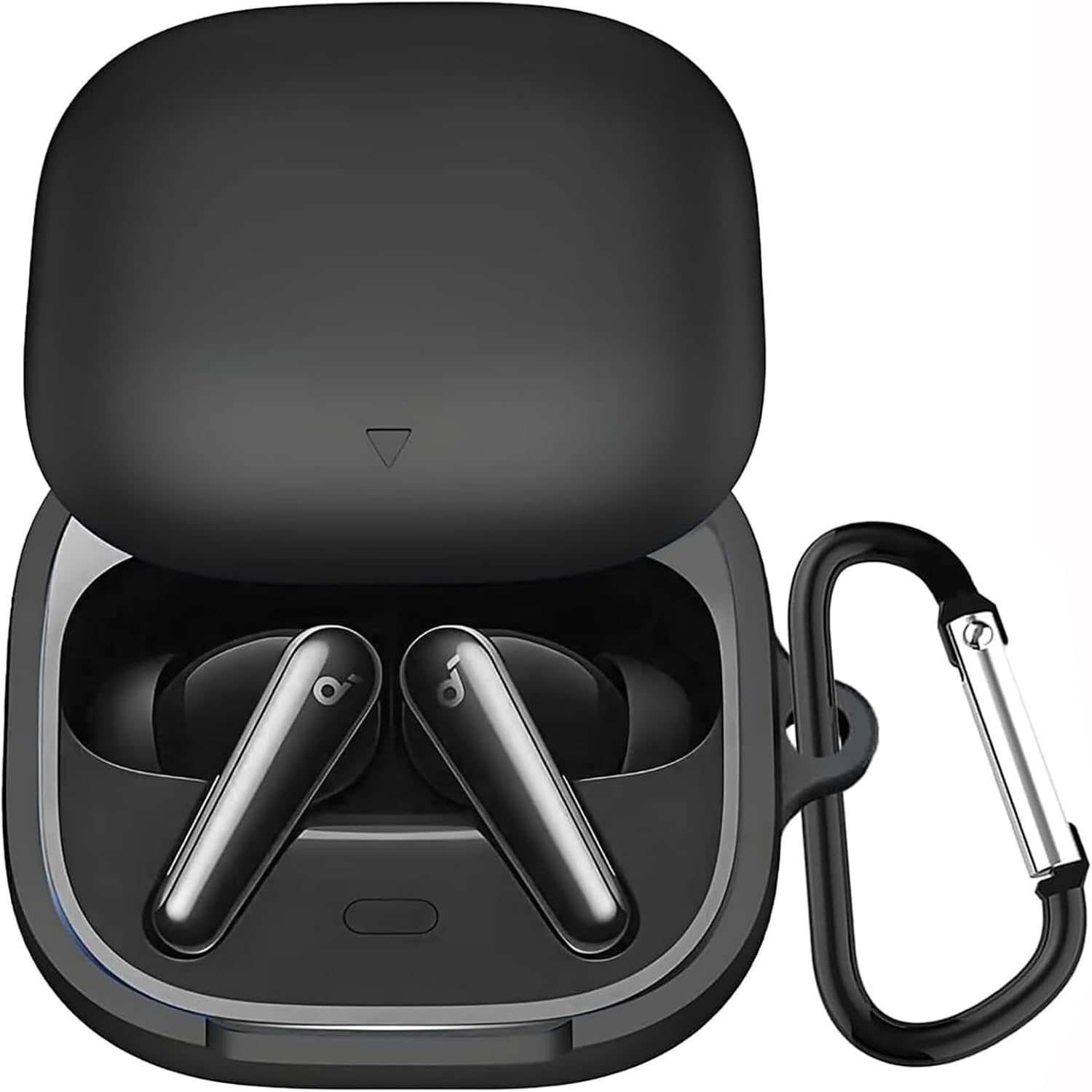 For Anker Soundcore Liberty 5 ケース アンカーリバティー5 カバー カラビナ付き ブラック