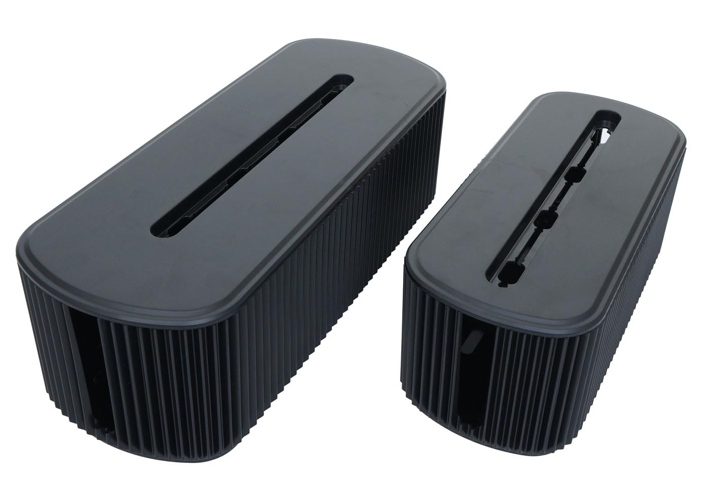 Mendler 2er-Set Kabelboxen HWC-Q73, Aufbewahrungsbox Kabelorganizer Kabelmanagement Box, Deckel Kunststoff - schwarz