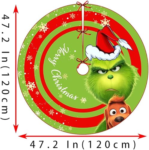 Miniatura 5 de Falda de árbol de Navidad de 47.2 pulgadas con red de araña, tapete de árbol de dibujos animados de Navidad para decoraciones de fiestas navideñas 03