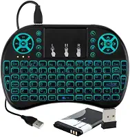 Mini Teclado Wireless Keyboard com Touchpad USB Android Console e TV, Controle Sem Fio Iluminado com Luz LED, Compacto e Recarregável.