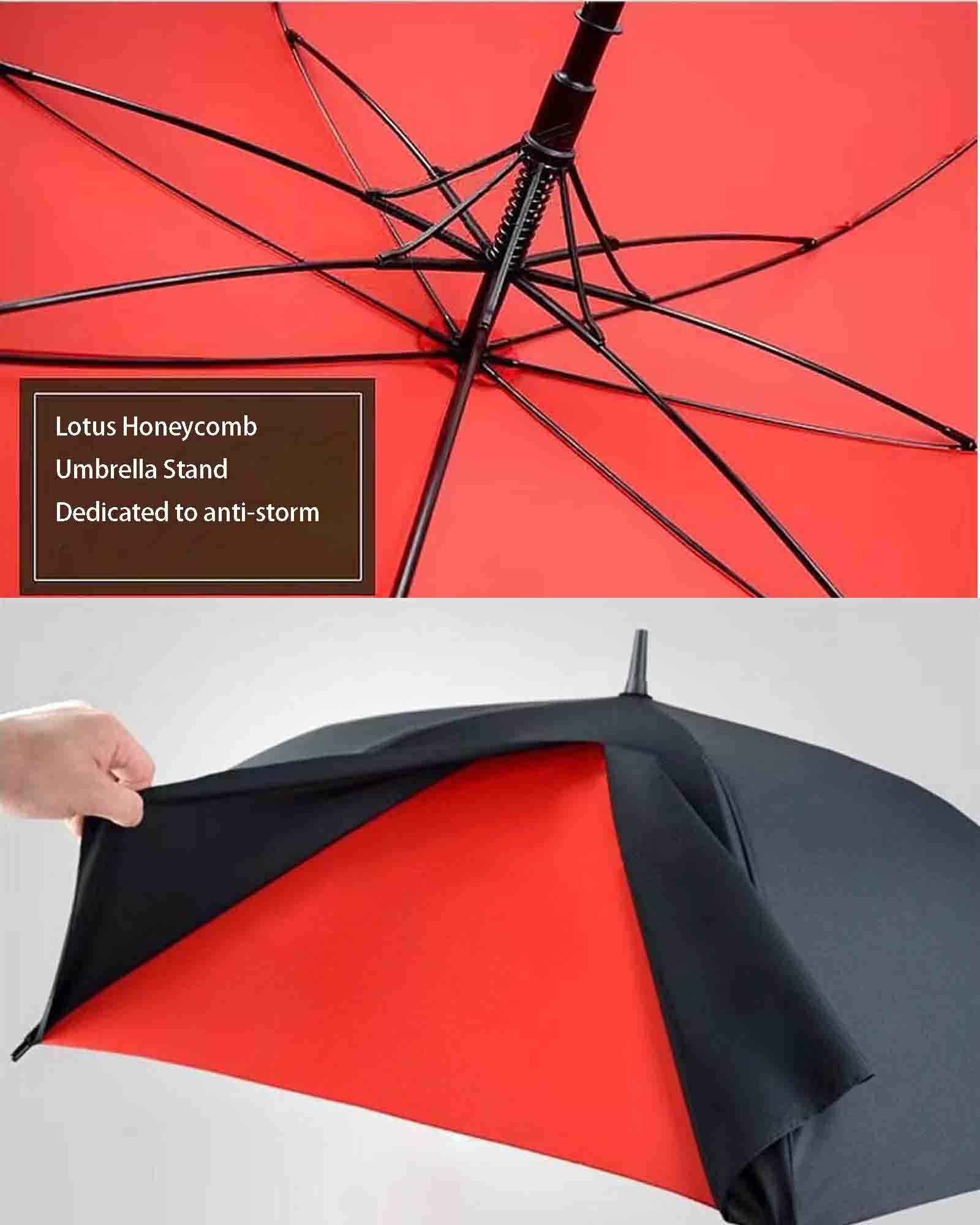 Parasol golfowy, automatyczny otwarty parasol golfowy duży ponadgabarytowy podwójny baldachim wentylowane wiatroszczelne wodoodporne parasole w sztyfcie (Red 53 inch)