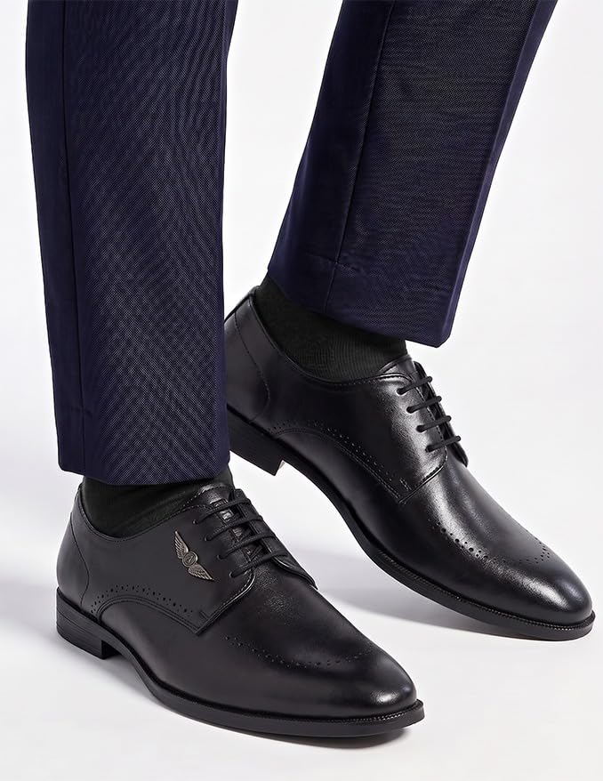 Image of ALBERTO TORRESI Hungary Series 607 Branded Sole Black Formal Shoes