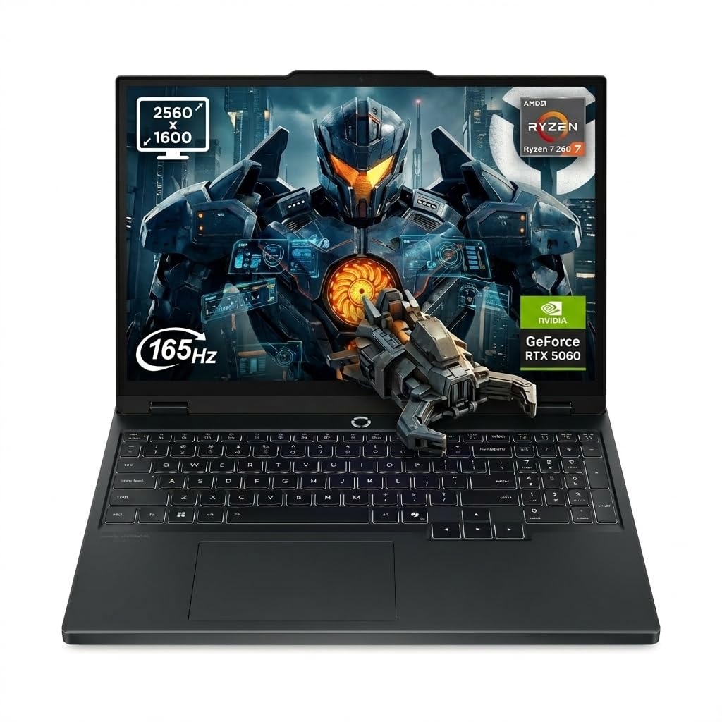 Lenovo Legion 5 38.4 cm WQXGA 165Hz Gaming Laptop, Intel i7-14700HX, GeForce RTX 5060 GDDR7, 16GB DDR5, 1TB SSD, cámara de 5.0MP, teclado retroiluminado, Wi-Fi 7, Win11 Pro, negro, 512GB estación de