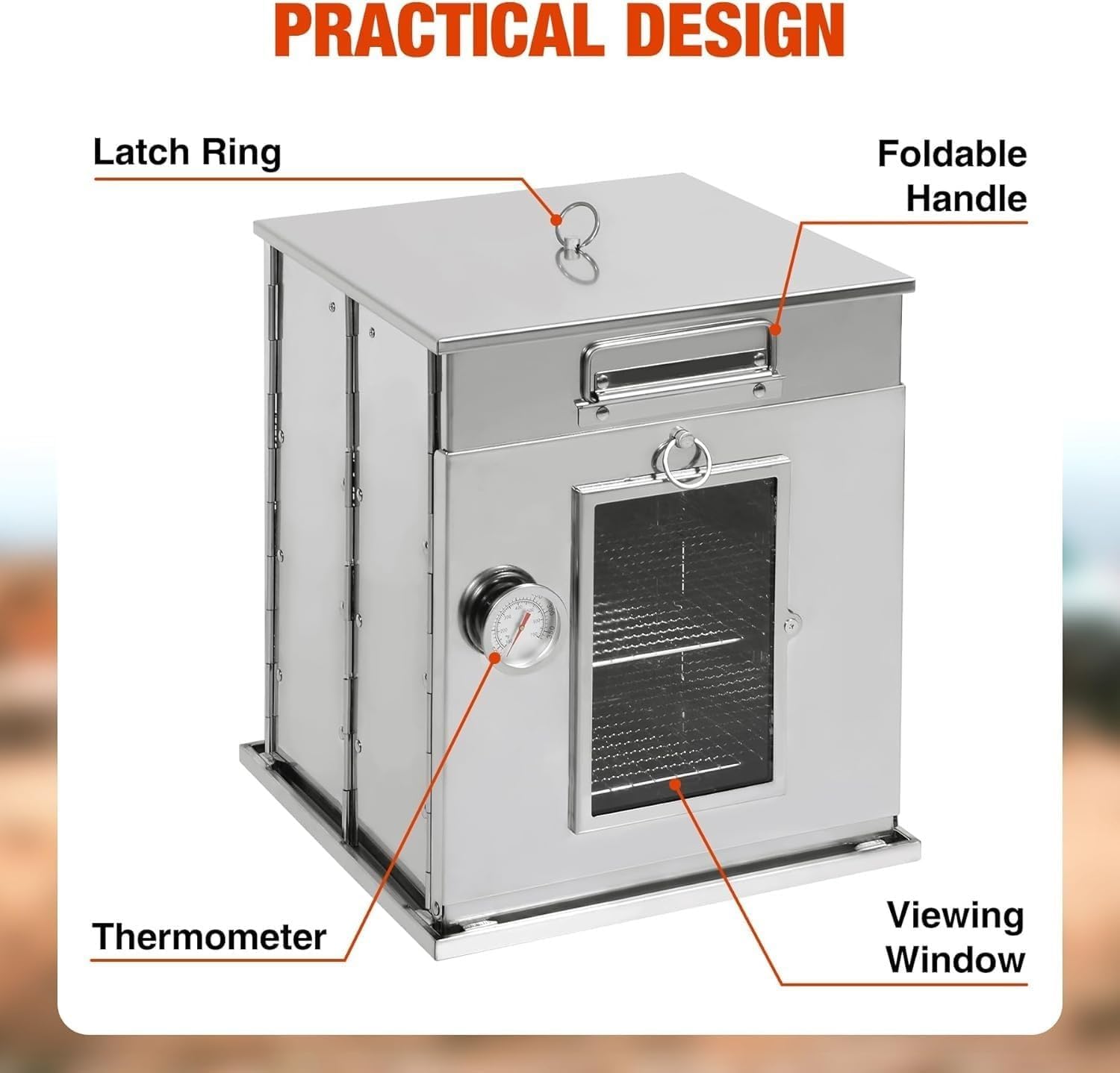14" Foldable Camping Oven with 2 Tier Grill Grates, Stainless Steel Portable Outdoor Oven Compatible with Wood Burning and Propane Stoves for Camping BBQ Baking