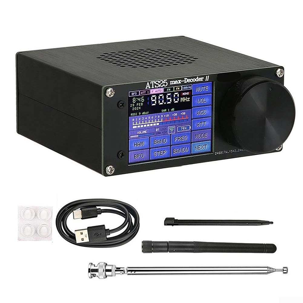 ATS25 Max Decoder II 2024 Full Band Radio Receiver, Supports PSK mode HAM for frequency band channel portable handheld radio recorder LSB、AM、USB、CW、DIGI 2.4 inches ﻿