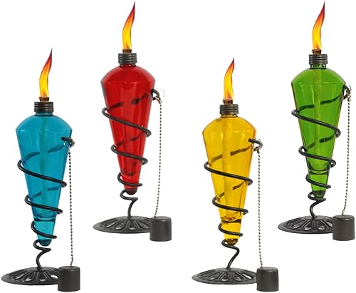 Westcharm Recipiente de vidrio de repuesto para antorcha de jardín de 8 pulgadas con mecha de fibra de vidrio y apagador de metal solamente, color