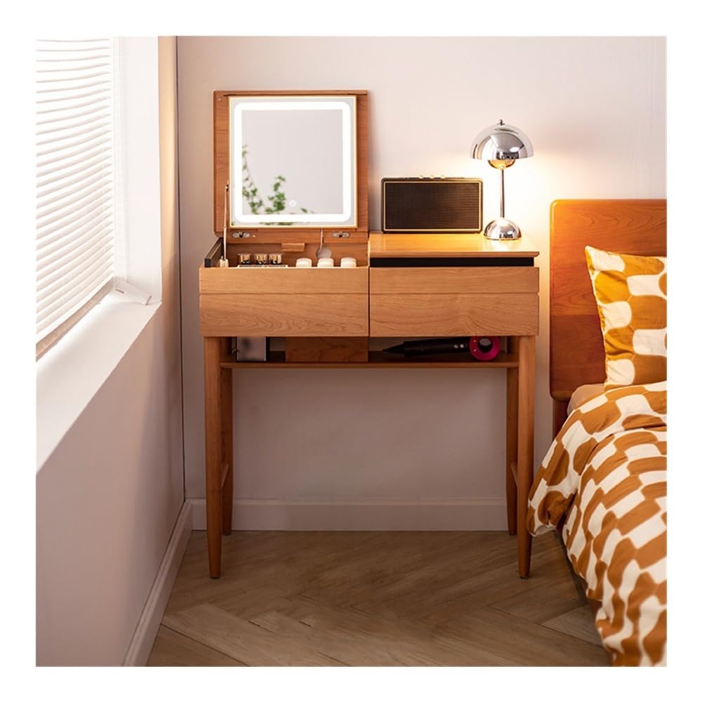 Schminktisch Schminktisch mit aufklappbarem Spiegel, Schubladen Vanity Table Set(Natural)
