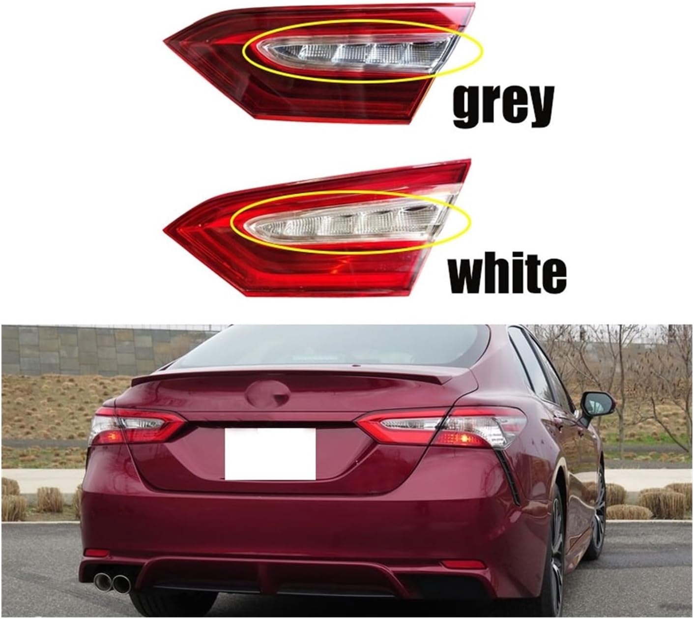 Inner Car Tail Lamp Rear Bumper Tail Light lamp DRL Reverse Brake Fog light Compatible For Toyota Camry 2018 2019 2020 Car Accessories(Grey Left,Halogen bulb)