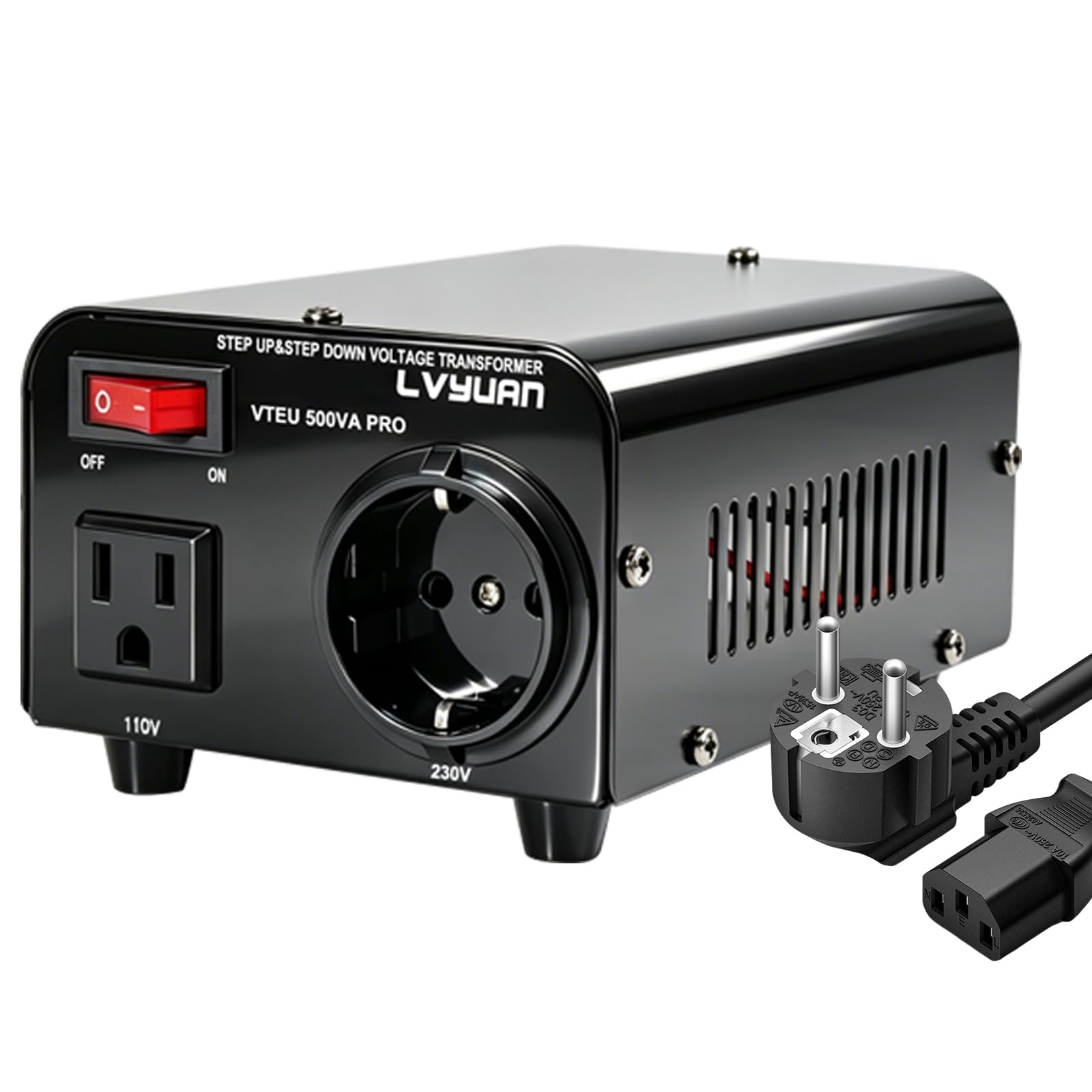 Cantonape 500W Spannungswandler, 230V bis 110V USA Spannungswandler Ringkern-Transformator 500VA Pro - In: 110V oder 220V / Out: 110V und 220V