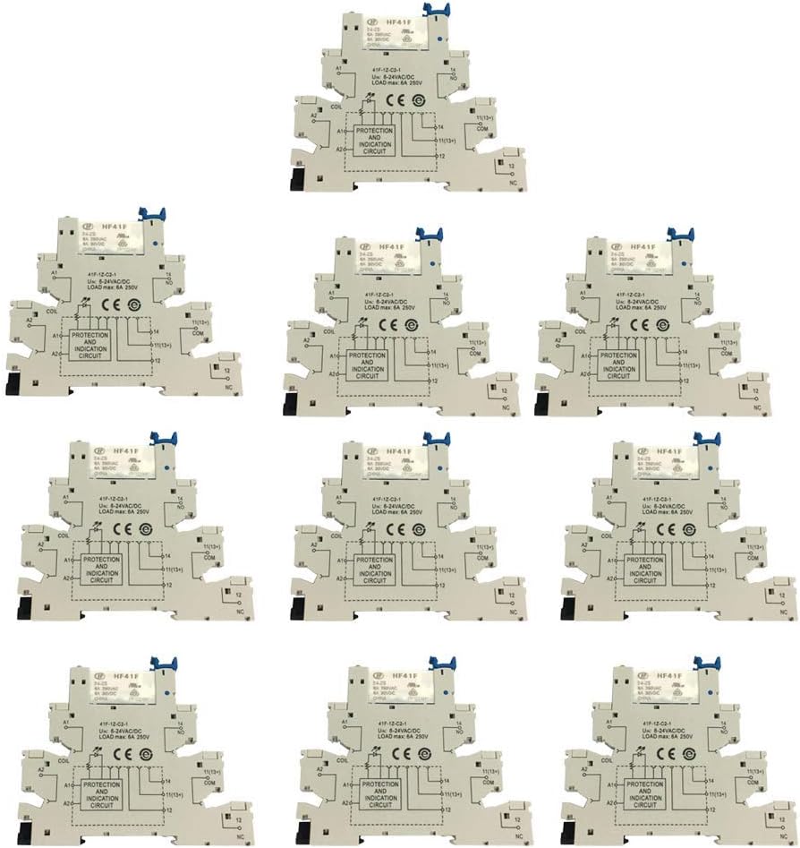 10PCS Hongfa HF41F PCB Relay 5 PIN Relay Socket 6-24V AC/DC 6A 41F-1Z-C2-1 for Heating Cooling Systems,Elevators