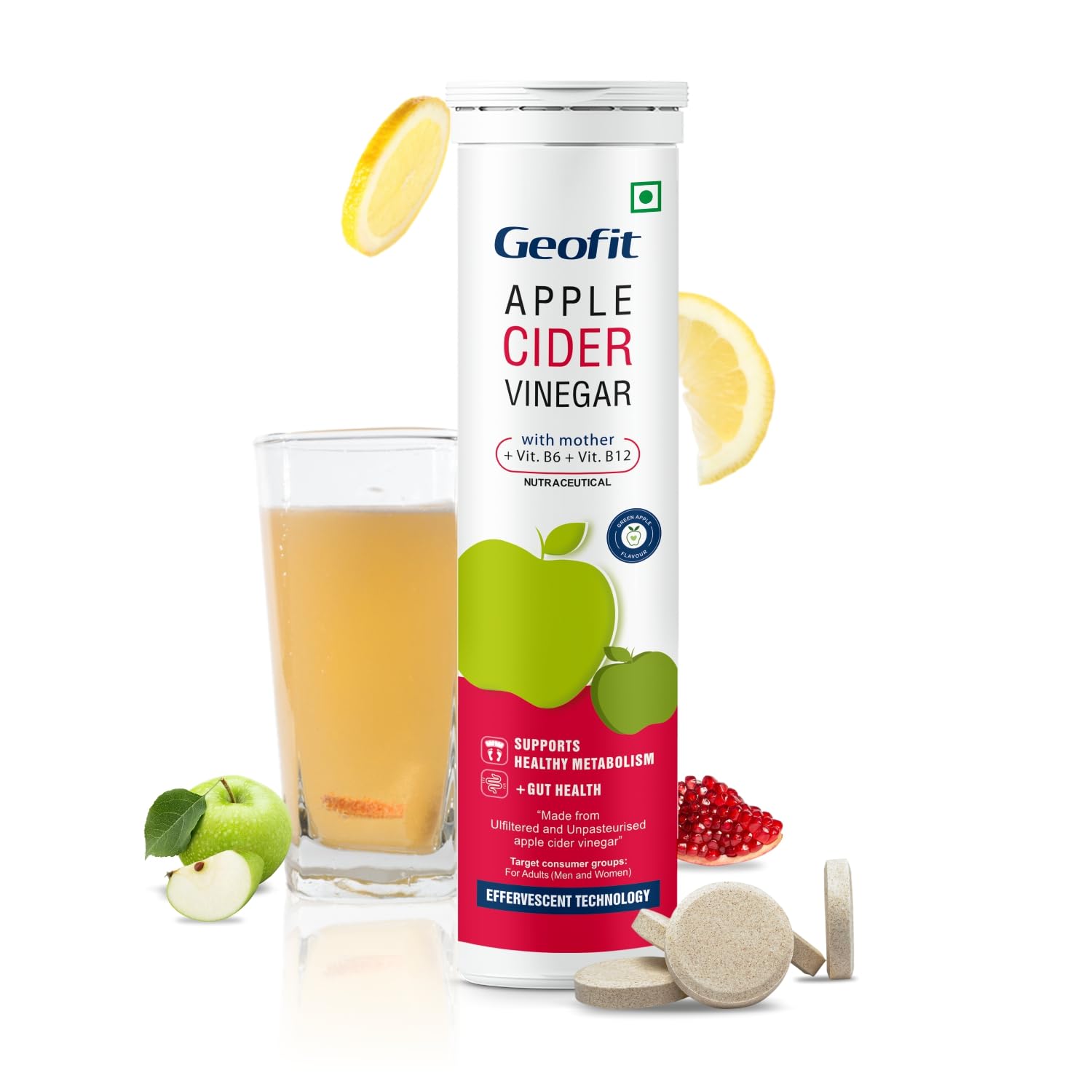 Geofit ACV Apple Cider Vinegar Tablets for Weight Loss for Women & Men,15 Effervescent Tablets–with Vitamin B6 & Vitamin B12 for Support Healthy Metabolism & Gut Health, Green Apple (B0CVV25F91) Amazon Price History, Amazon Price Tracker