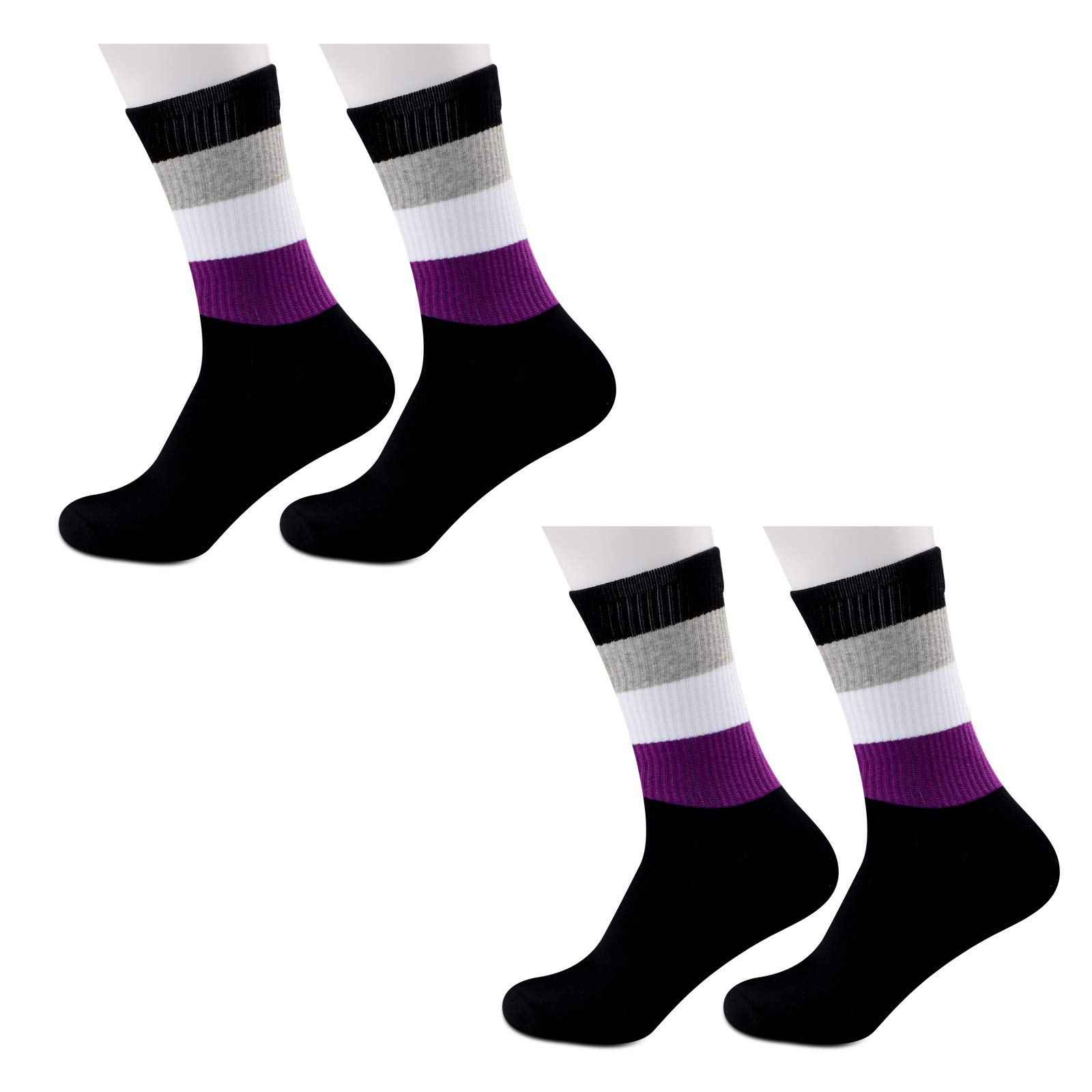 JXGZSO2 Pairs Asexual Pride Flag Socks Ace Socks Asexual Clothing