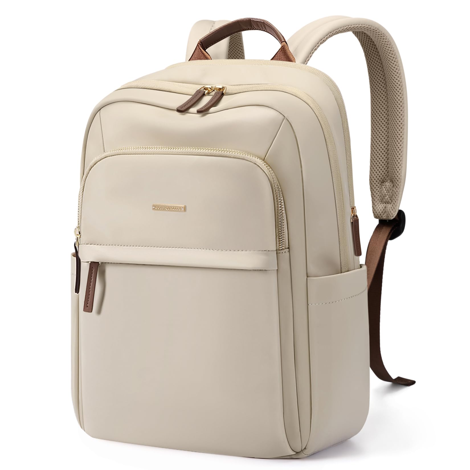 GOLF QUALITY Hiking Travel Backpack for Women Casual Business Weekender Multilayer Laptop Bag,16 Inch,Apricot