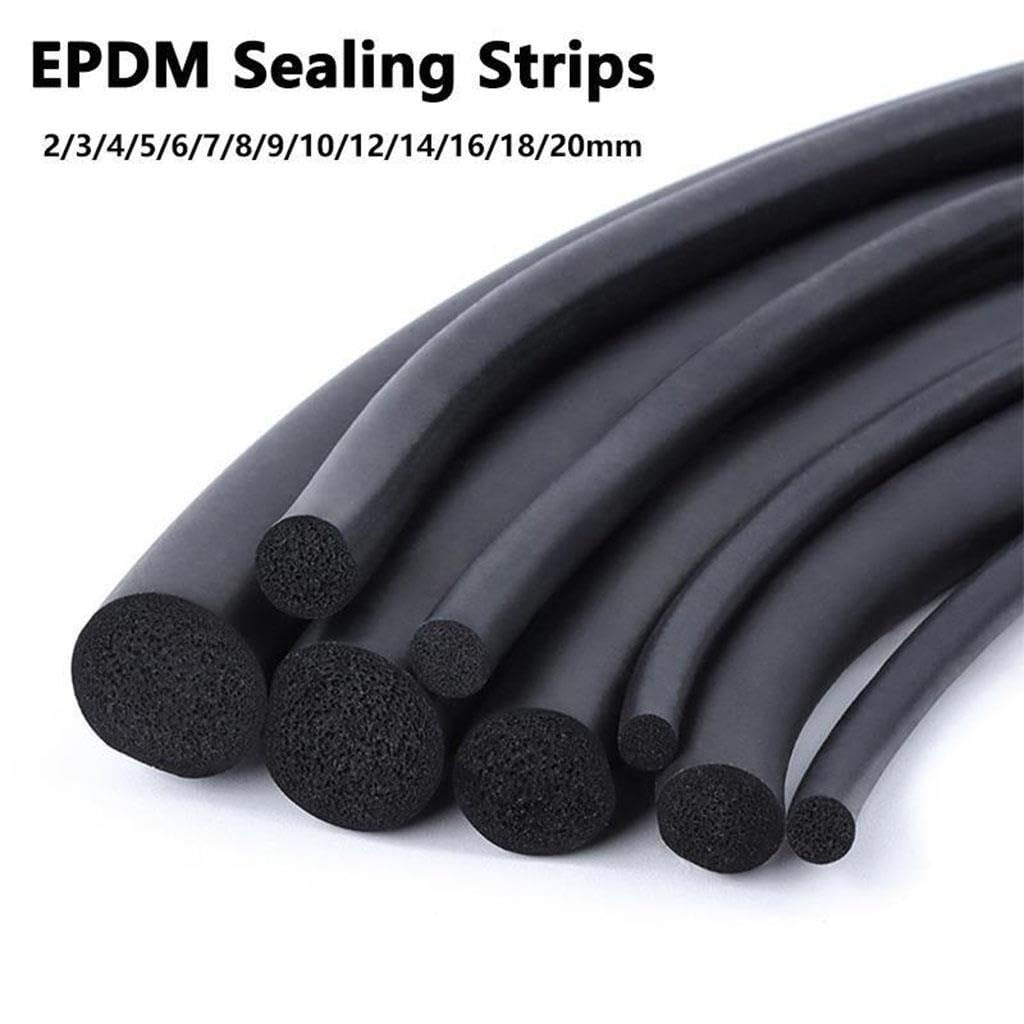 Schwarzer Runder O-Typ-Dichtungsstreifen Aus Geschäumtem EPDM, 2–20 Mm (0,08–0,79 Zoll) Durchmesser X 2/5 M Lang, 1 Stück For Staubdichte, Schalldämmende Und Wetterfeste Abdichtung(2m x 1pc,18mm)