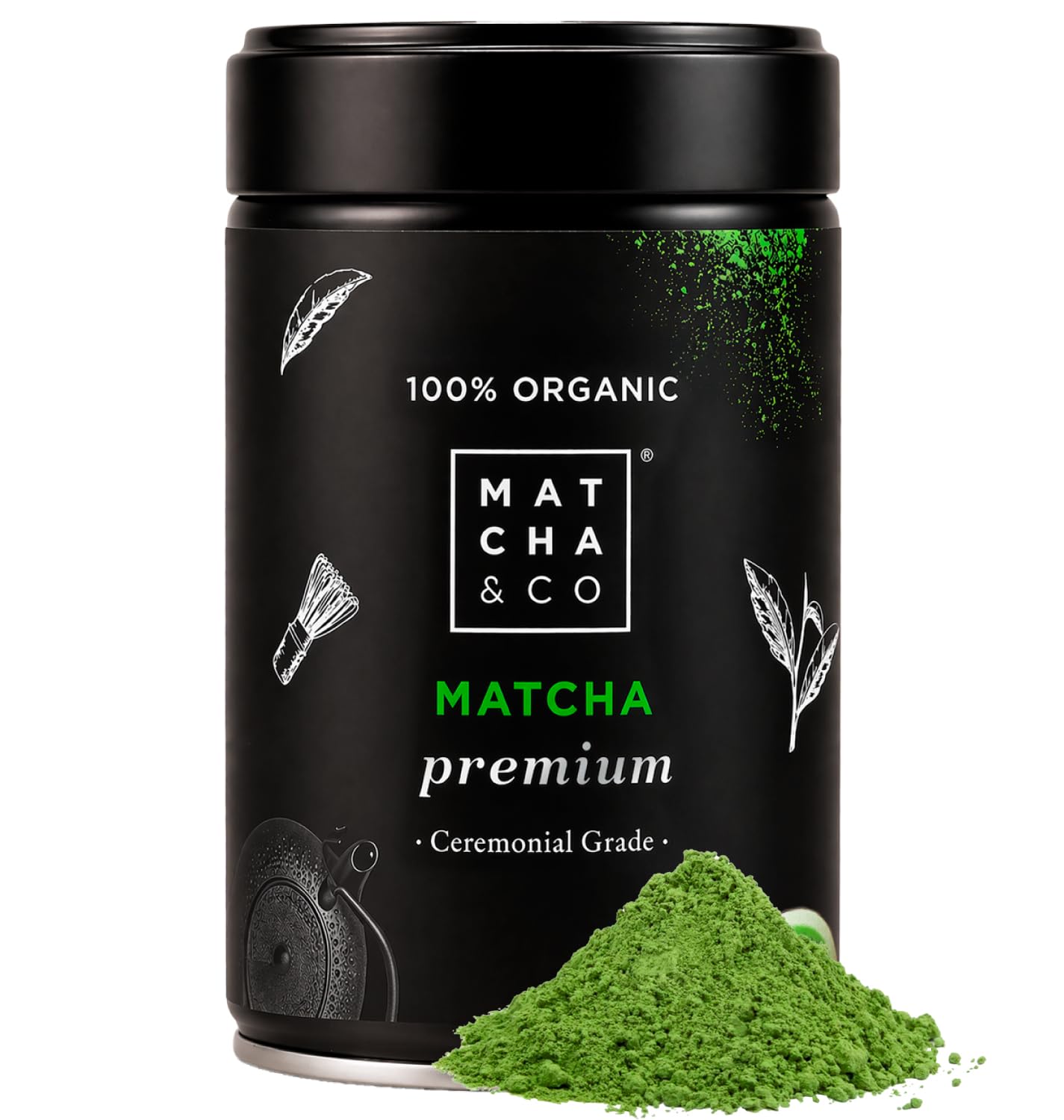 Matcha & CO Té Matcha en Polvo Premium 100% Ecológico, Orgánico y Natural 80g – Té Verde en Polvo Ceremonial de Japón