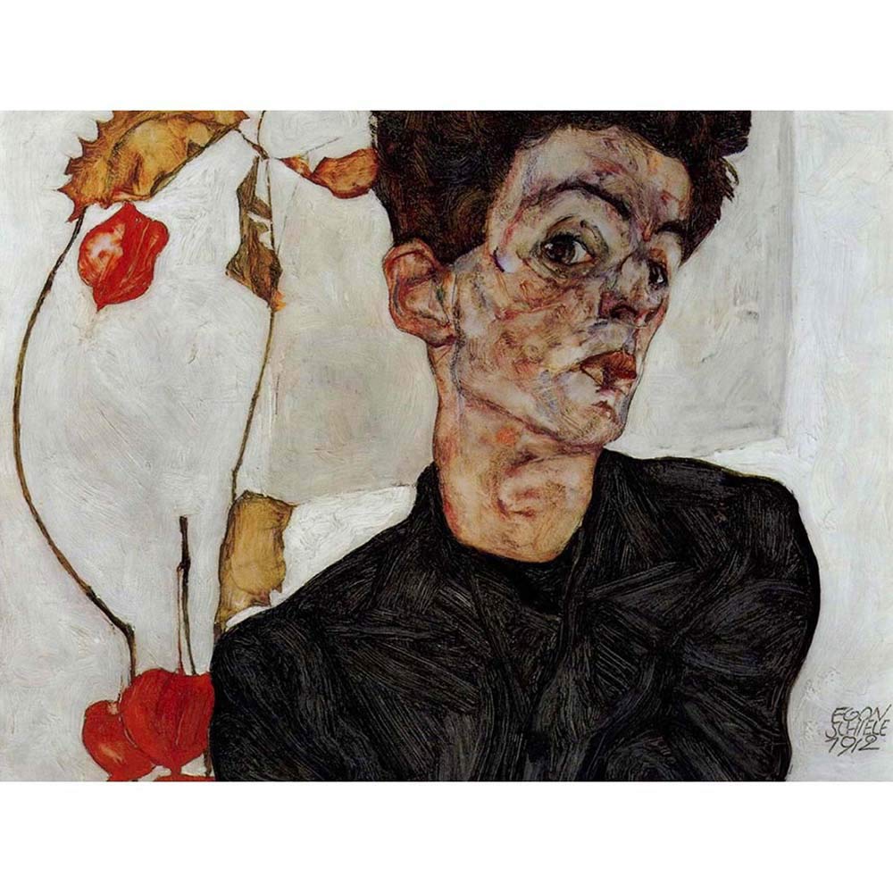 Wee Blue Coo Egon Schiele Self Portrait Old Master Painting Art Print Poster Wall Decor 12X16 Inch