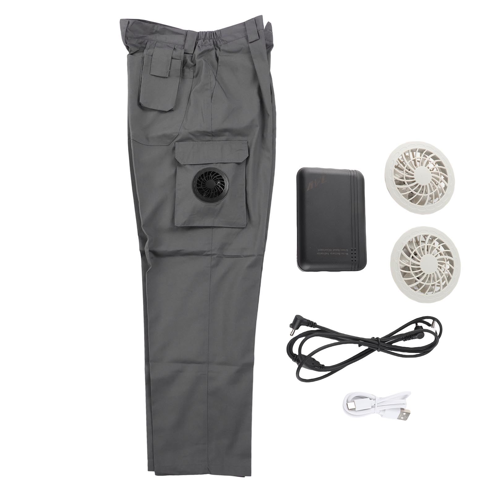 Pantaloni con Ventola di Raffreddamento con Ventole USB Rimovibili, Pantaloni da Lavoro Leggeri in Poliestere per Costruzioni all'aperto e Giardinaggio, Batteria Integrata da (XXXL)
