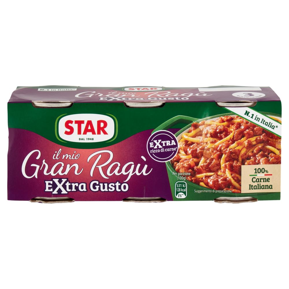 Italian Gourmet il mio Gran Ragù Extra Gusto, ragù italiano 12 x 3 x 100g | Mit 100% Fleisch aus Italien, condimento ricco für schnelle Pasta, Dose, Gesamtnettogewicht 300 g + Kostenlos Polpa 400g