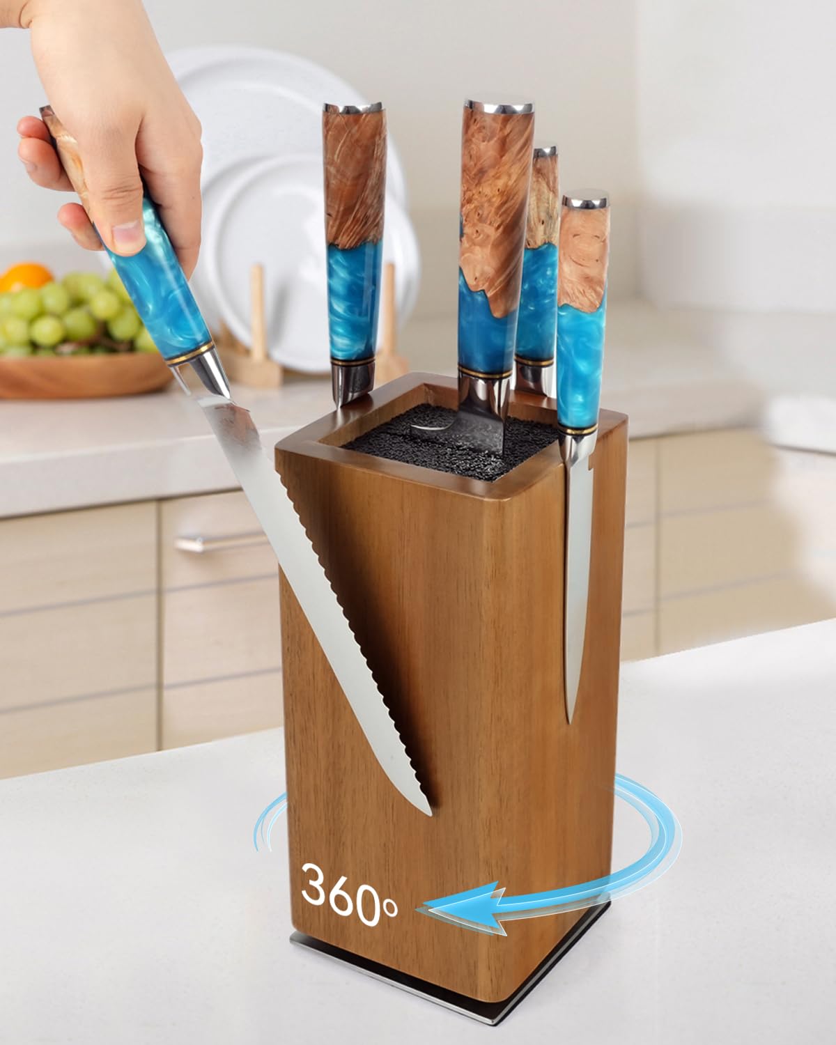 Portacoltelli Magnetico In Legno Di Acacia, Supporto Da Cucina A Doppia Faccia Con Magneti Super Forti - 3