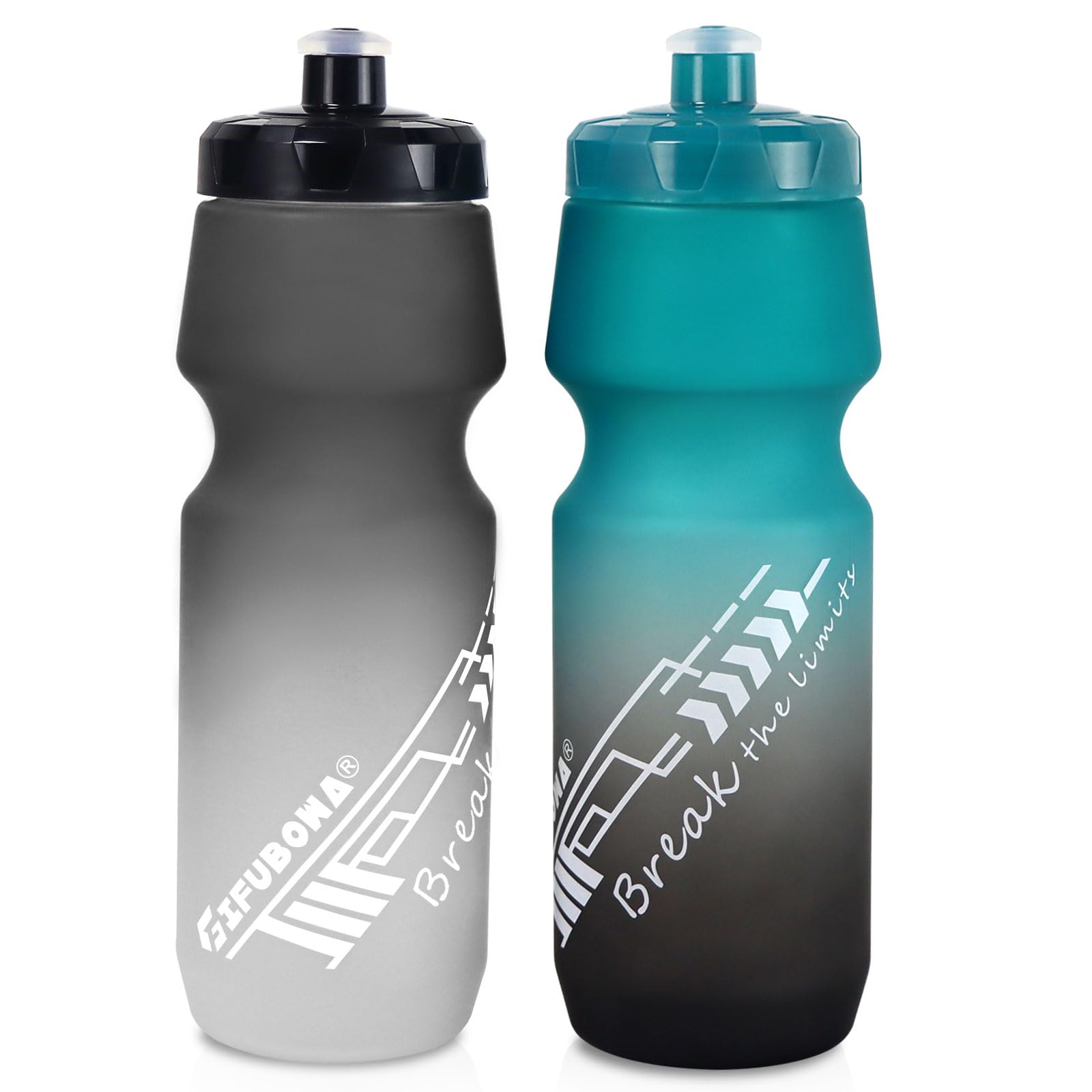 24oz Bike Water Bottle Leakproof Squeeze BPA Free Bicycle Bottles Design for Cycling Riding, Running, Gym & Outdoor Sports 2 Pack