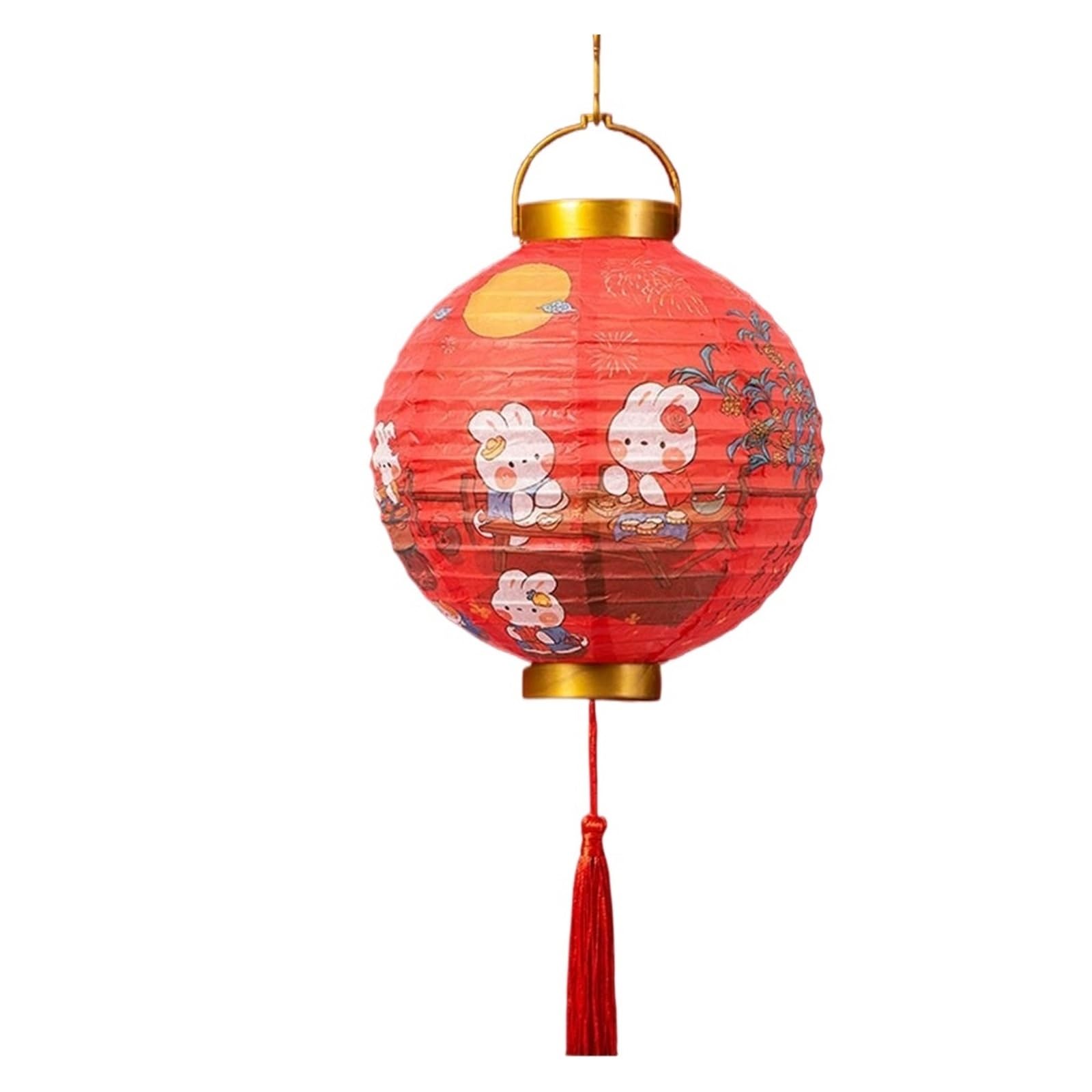 Zyayng Color3 2Pcs Lantern Traditional Festival Hanging Portable Good Luck Round Paper For Decoration(Color3)