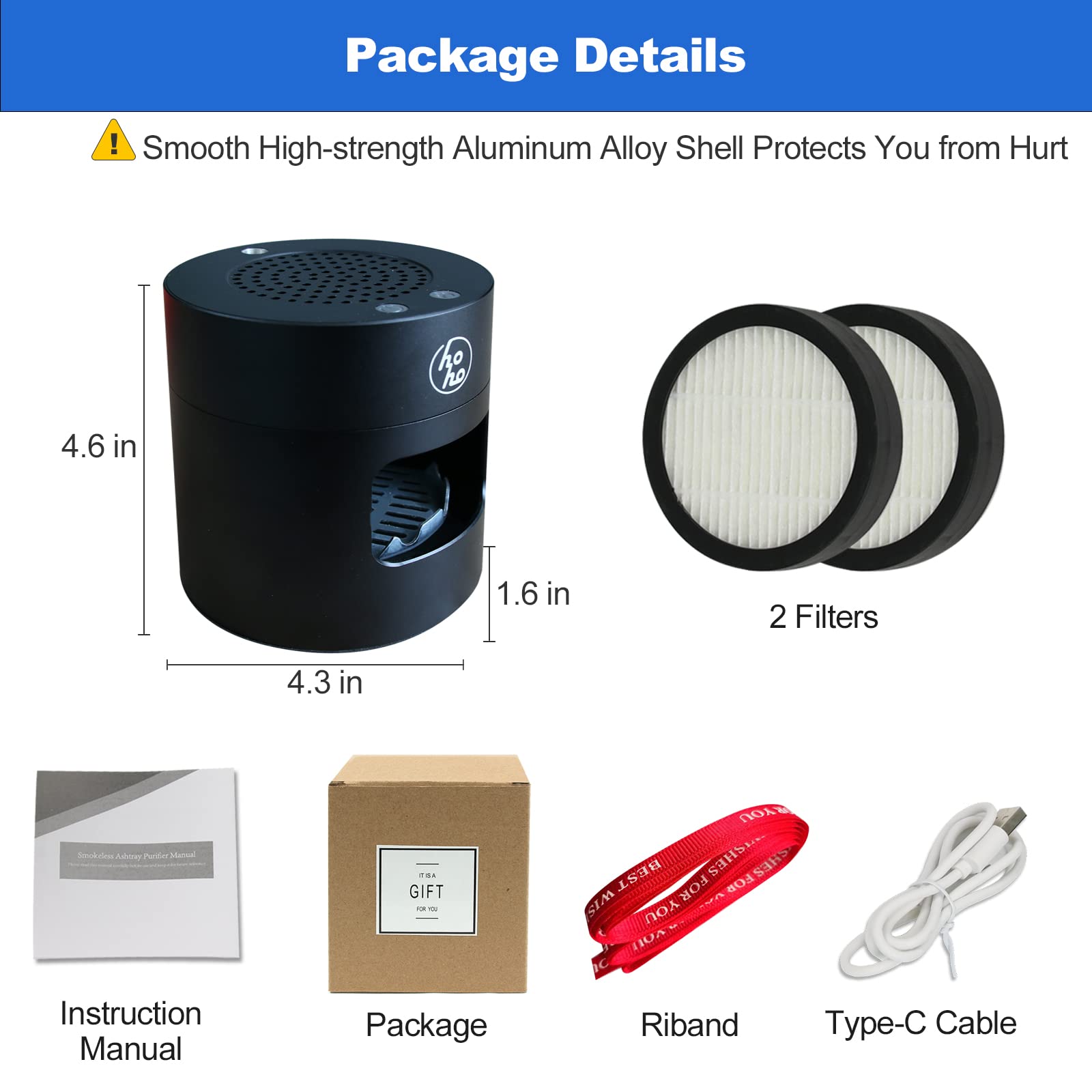 Cendrier Purificateur D'Air 2 En 1 USB - Anti-Fumée Avec Filtres Et Parfums - Pour Bureau/Voiture/Maison