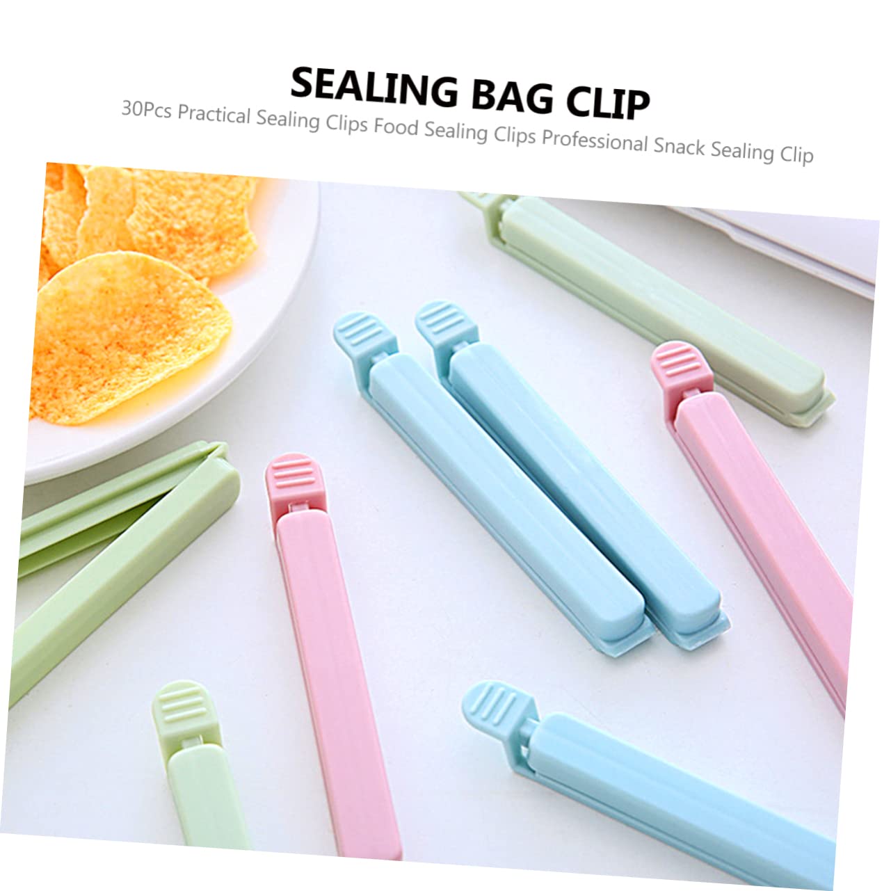 FUNOMOCYA 30Pcs Food Sealing Clips Snack Sealing Bag Clips for Chips Bread Foods Moisture