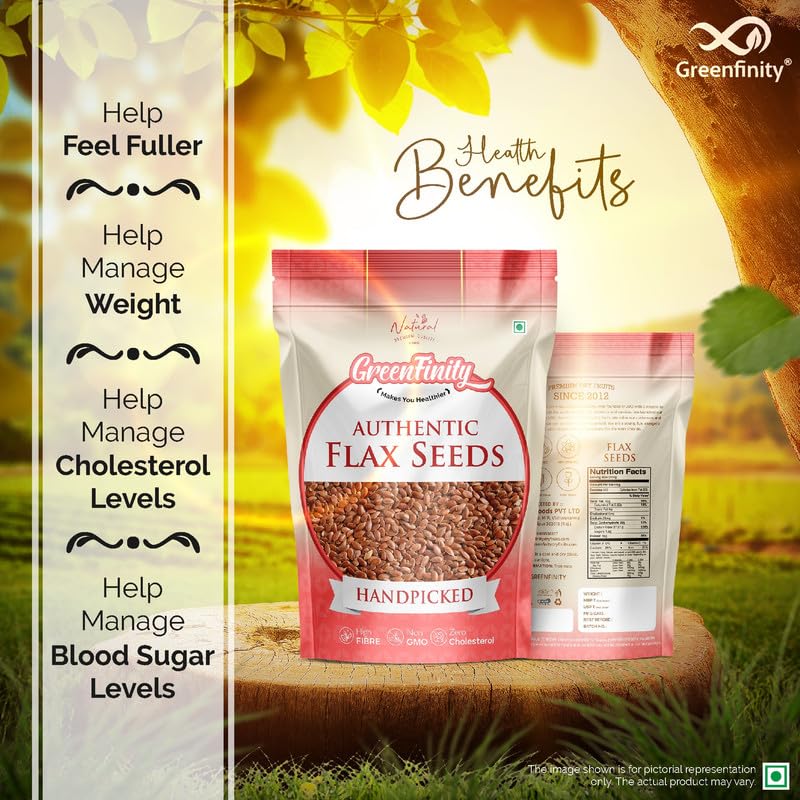 Image of GreenFinity Flax Seeds | Natural, Raw and Healthy Superfood | Rich in Omega-3, Dietary Fibre and Antioxidant | Alsi Beej for Weight Loss, Digestion, Immunity Booster, Smoothies, Baking, Snacks (500g)