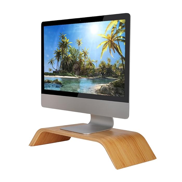 Buy SAMDI Bamboo Wood Small Computer Monitor Stand Riser Organizer for
