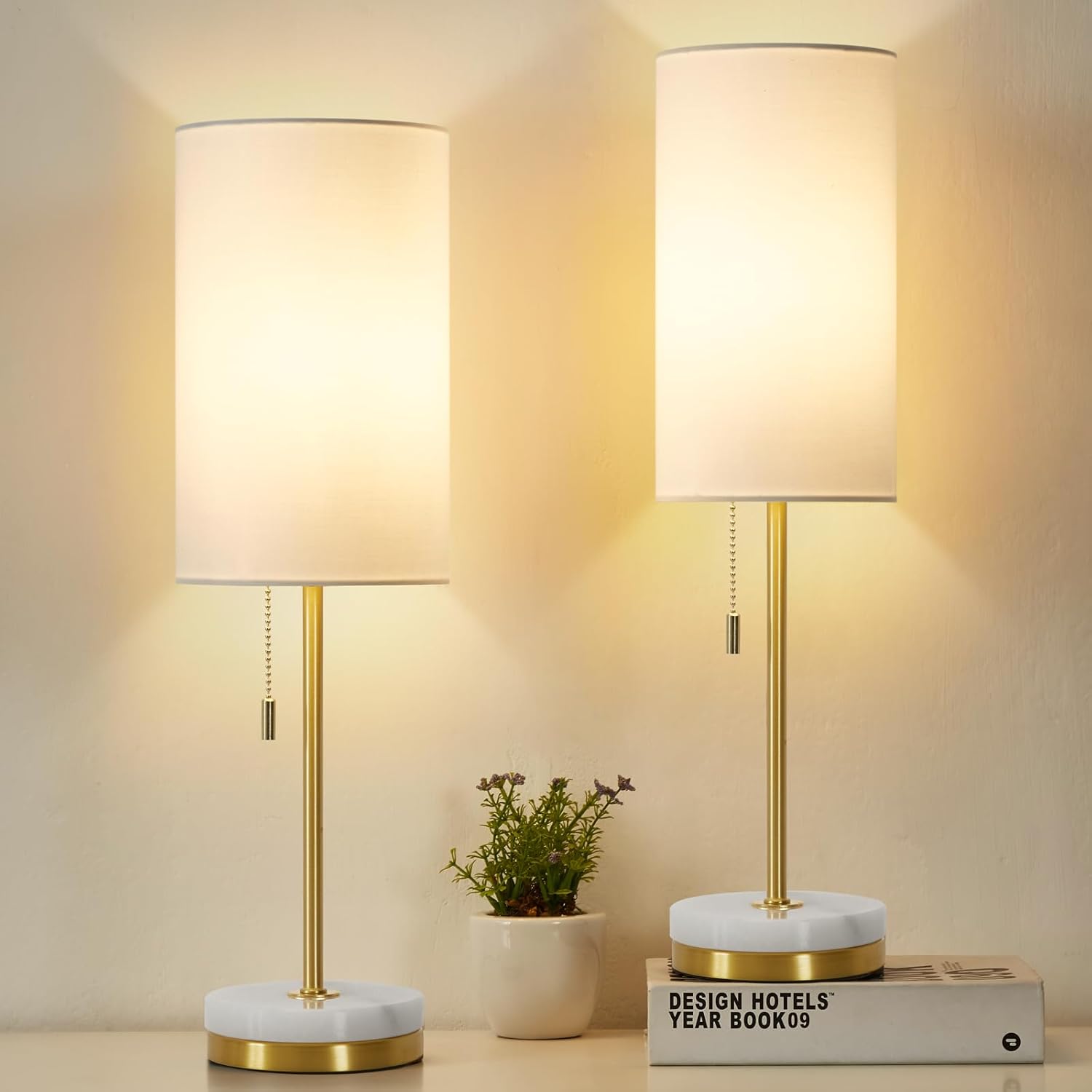 Luvkczc Minimalist Table Lamp Set of 2, Nightstand Lamp for Bedroom
